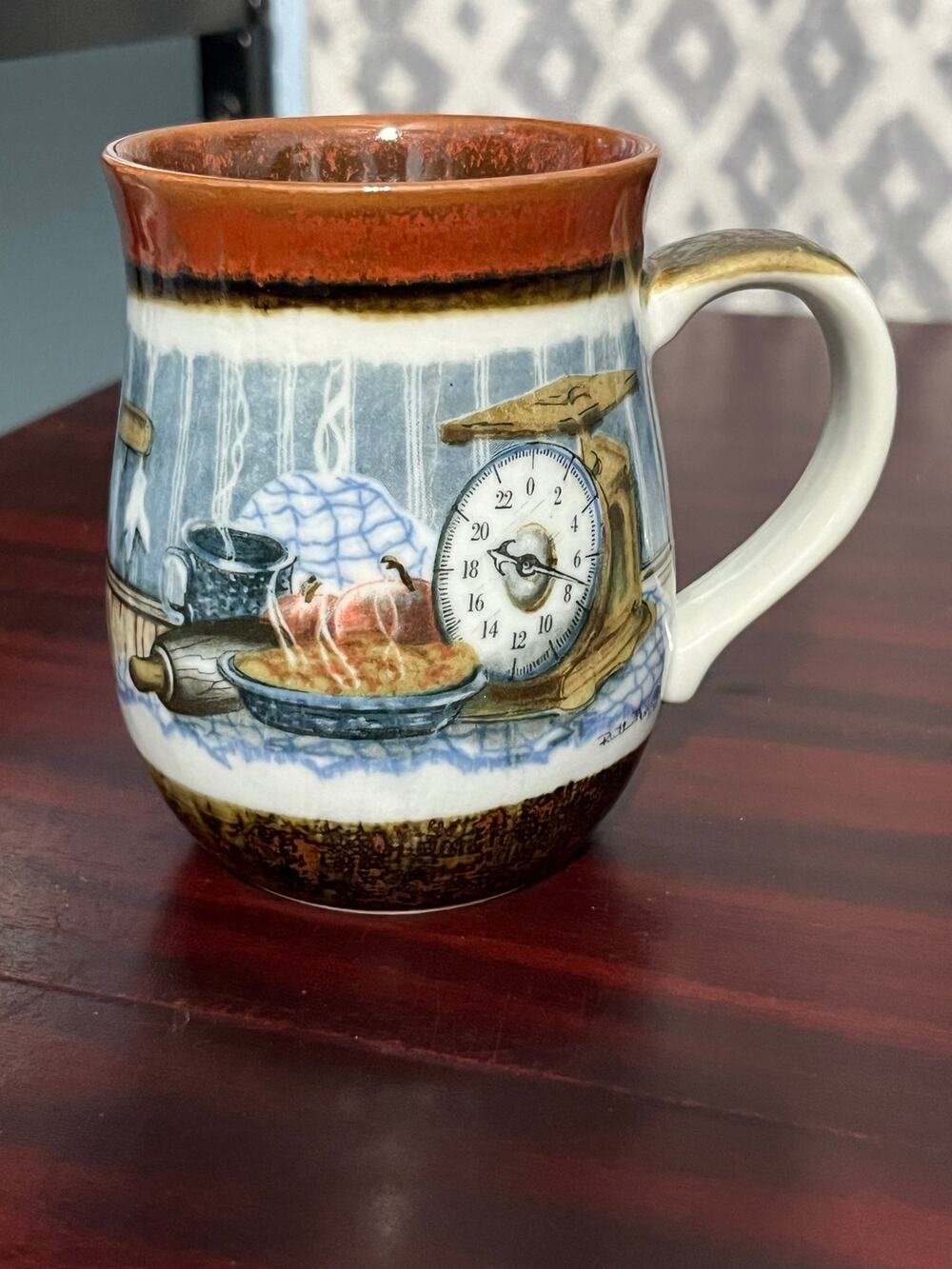 VTG Otagiri Coffee Mug Cozy Autumn Harvest Ruth Pengal Bake Apple Pie Fall